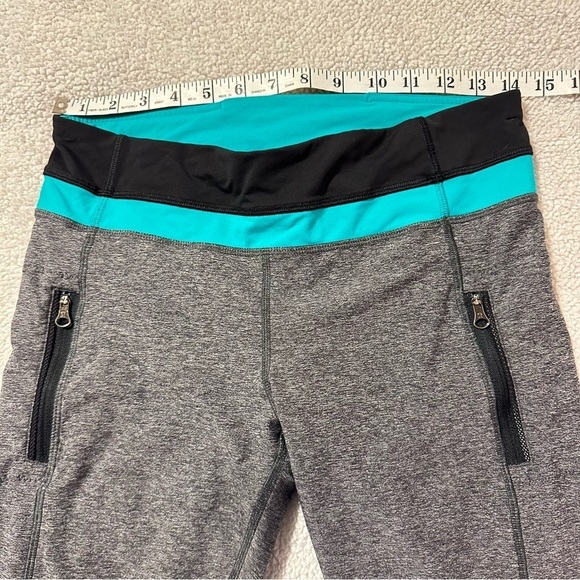 Lululemon Inspire Tight II Mesh Grey Black Tropical Blue Leggings - Picture 9 of 16